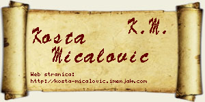 Kosta Mićalović vizit kartica